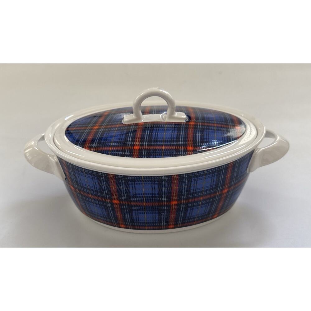 Grace's Pantry Covered‎ Casserole Dish Plaid Baker Retro MCM